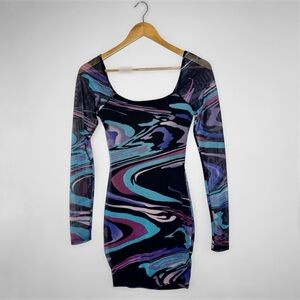 Windsor Multicolor Long Sleeve Swirl Dress